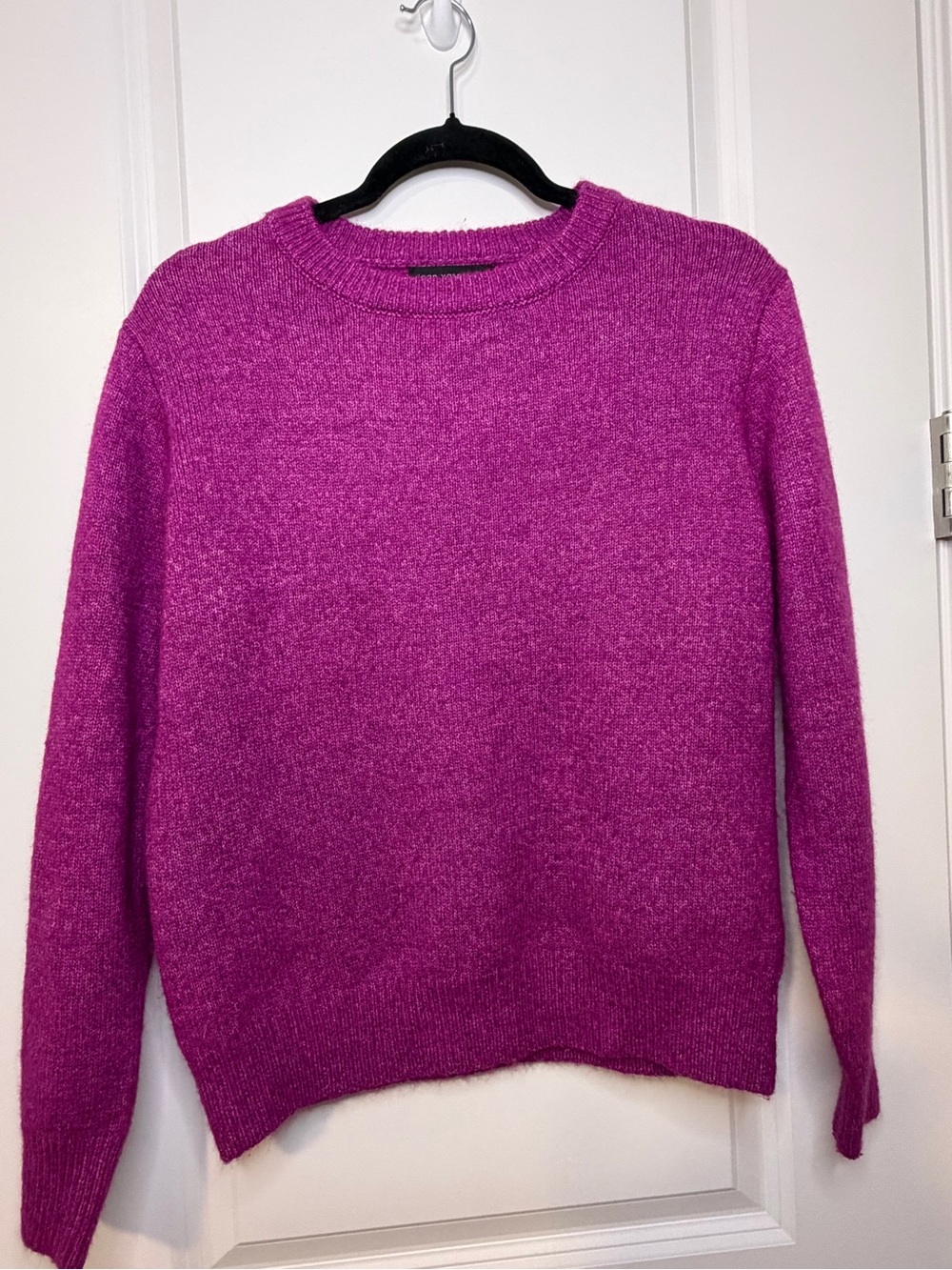 Joan Vass Crewneck Sweater in Bright Fuchsia